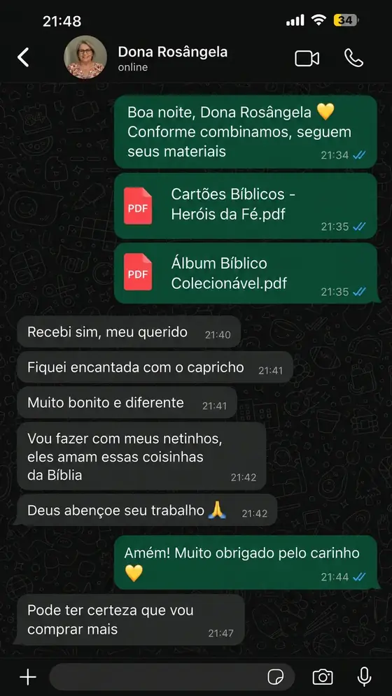Depoimento de Dona Rosângela no WhatsApp